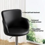Artiss 1x Leather Bar Stools Swivel Adjustable Gas Lift PU Counter Chairs Black - Image 5