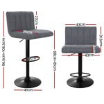 Artiss 4x Bar Stools Vintage Leather Gas Lift Grey - Image 2