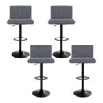 Artiss 4x Bar Stools Vintage Leather Gas Lift Grey - Image 3