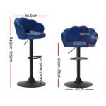 Artiss 4x Bar Stools Gas Lift Velvet Blue - Image 2