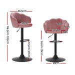 Artiss 4x Bar Stools Gas Lift Velvet Pink - Image 2