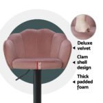 Artiss 4x Bar Stools Gas Lift Velvet Pink - Image 5