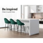 Artiss 2x Bar Stools Velvet Swivel Metal Legs Green - Image 4
