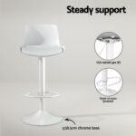 4x Artiss Bar Stools Kitchen Swivel Gas Lift Stool Leather Dining Chairs White - Image 5