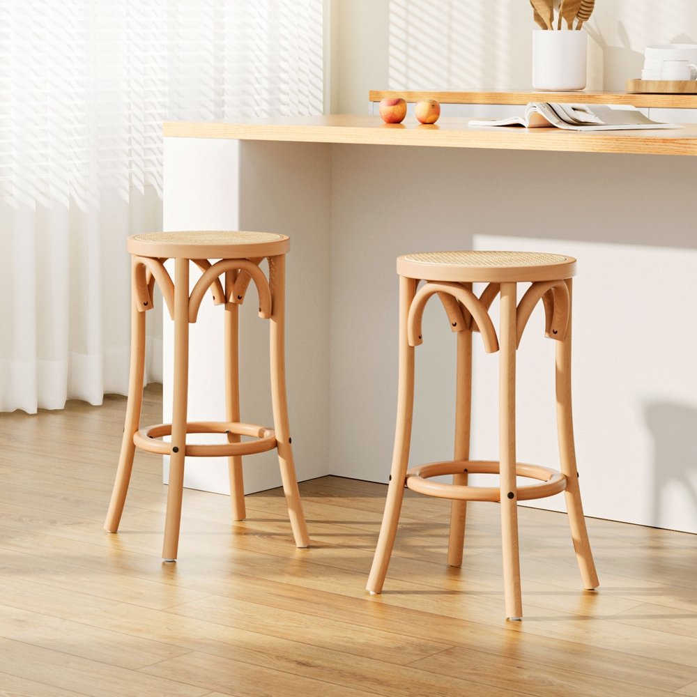 BA-L-RA-B13-NAX2-202502282104-00 Artiss 2x Bar Stoosl Rattan Seat Wooden - Image 1