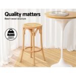 Artiss 2x Bar Stoosl Rattan Seat Wooden - Image 5