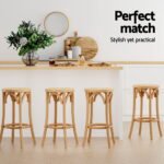 Artiss 4x Bar Stoosl Rattan Seat Wooden - Image 6