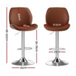 Artiss 1X Bar Stool Bentwood Swivel Adjustable Kitchen Dining Counter Stool Leather Brown - Image 2