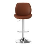 Artiss 1X Bar Stool Bentwood Swivel Adjustable Kitchen Dining Counter Stool Leather Brown - Image 3