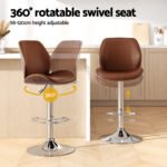 Artiss 1X Bar Stool Bentwood Swivel Adjustable Kitchen Dining Counter Stool Leather Brown - Image 4