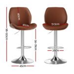 Artiss 2X Bar Stools Bentwood Adjustable Kitchen Counter Chair Leather Brown - Image 2