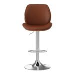 Artiss 2X Bar Stools Bentwood Adjustable Kitchen Counter Chair Leather Brown - Image 3