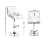 Artiss 2x Bar Stools Gas Lift Leather Padded White - Image 2