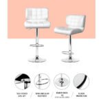 Artiss 4x Bar Stools Gas Lift Leather Padded White - Image 4