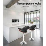 Artiss 2x Bar Stools Gas Lift Leather w/Armrest Black - Image 4
