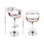 Artiss 2x Bar Stools Gas Lift Leather w/Armrest White - Image 2