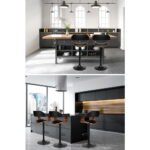 Artiss Bar Stools Gas Lift Leather w/Armrest All Black - Image 5