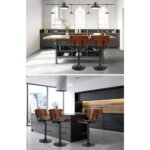 Artiss 2x Bar Stools Gas Lift Leather All Black - Image 5