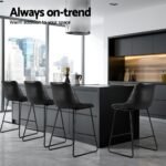 Artiss 4x Bar Stools Leather Padded Metal Legs Black - Image 4
