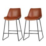 Artiss Bar Stools Kitchen Counter Barstools Leather Metal Chairs Brown x2 - Image 7