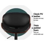 Artiss Bar Stools Kitchen Leather Barstools Swivel Gas Lift Chairs Black x2 - Image 6