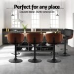 Artiss 4x Bar Stools Gas Lift Leather Padded Black - Image 6