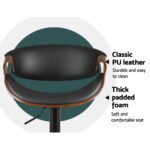 Artiss Bar Stools Gas Lift Leather w/Armrest - Image 6