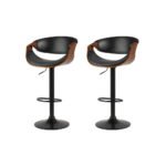 Artiss 2x Bar Stools Gas Lift Leather w/Armrest - Image 7