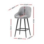 Artiss 2x Bar Stools Upholstered Stool Counter Seat Kitchen Dining Chairs - Image 2