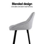 Artiss 2x Bar Stools Upholstered Stool Counter Seat Kitchen Dining Chairs - Image 6