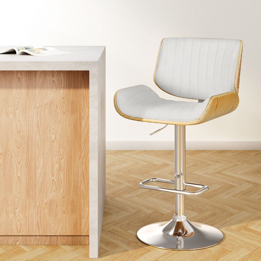 BA-TW-8092-WH-202502281004-00 Artiss Bar Stools Swivel Leather Chairs Wooden - Image 1