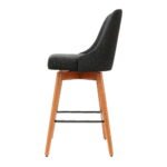 Artiss 2x Bar Stools Swivel Seat Wooden Charcoal - Image 4