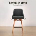 Artiss 2x Bar Stools Swivel Seat Wooden Charcoal - Image 6