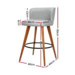 Artiss 4x Bar Stools Linen Padded Wooden Grey - Image 2