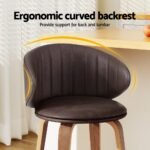 2x Artiss Bar Stools Dining Chairs Contoured Leather Wood Stool - Image 4