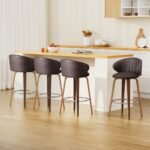 4x Artiss Bar Stools Dining Chairs Contoured Leather Wood Stool - Image 7
