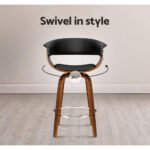 Artiss Bar Stools Swivel PU Seat Wooden - Image 6