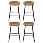 Artiss 4x Bar Stools Kitchen Dining Chairs Counter Stool PU Leather Metal Brown - Image 3