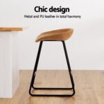 Artiss 4x Bar Stools Kitchen Dining Chairs Counter Stool PU Leather Metal Brown - Image 4