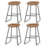 Artiss 4x Bar Stools Kitchen Dining Chairs Counter Stool PU Leather Metal Brown - Image 7