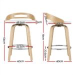 Artiss 2x Bar Stools Swivel Dining Chairs Low Back Counter Seat PU Cushion - Image 2