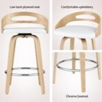 Artiss 2x Bar Stools Swivel Dining Chairs Low Back Counter Seat PU Cushion - Image 5