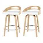 Artiss 2x Bar Stools Swivel Dining Chairs Low Back Counter Seat PU Cushion - Image 7