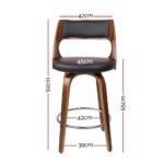 Artiss 2x Bar Stools Swivel Leather Chair 65cm - Image 2