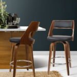Artiss 2x Bar Stools Swivel Leather Chair 65cm - Image 7