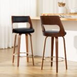 Artiss 2x Bar Stools Swivel Leather Chair 76cm