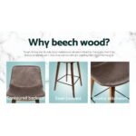 Artiss Bar Stools Kitchen Counter Barstools Leather Wooden Chairs x2 - Image 6