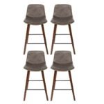 Artiss 4x Bar Stools Vintage Leather Wooden - Image 3