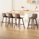 Artiss 4x Bar Stools Vintage Leather Wooden - Image 7
