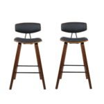 Artiss 2x Bar Stools Leather Padded w/Backrest - Image 5